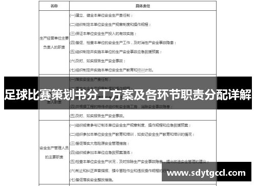 足球比赛策划书分工方案及各环节职责分配详解